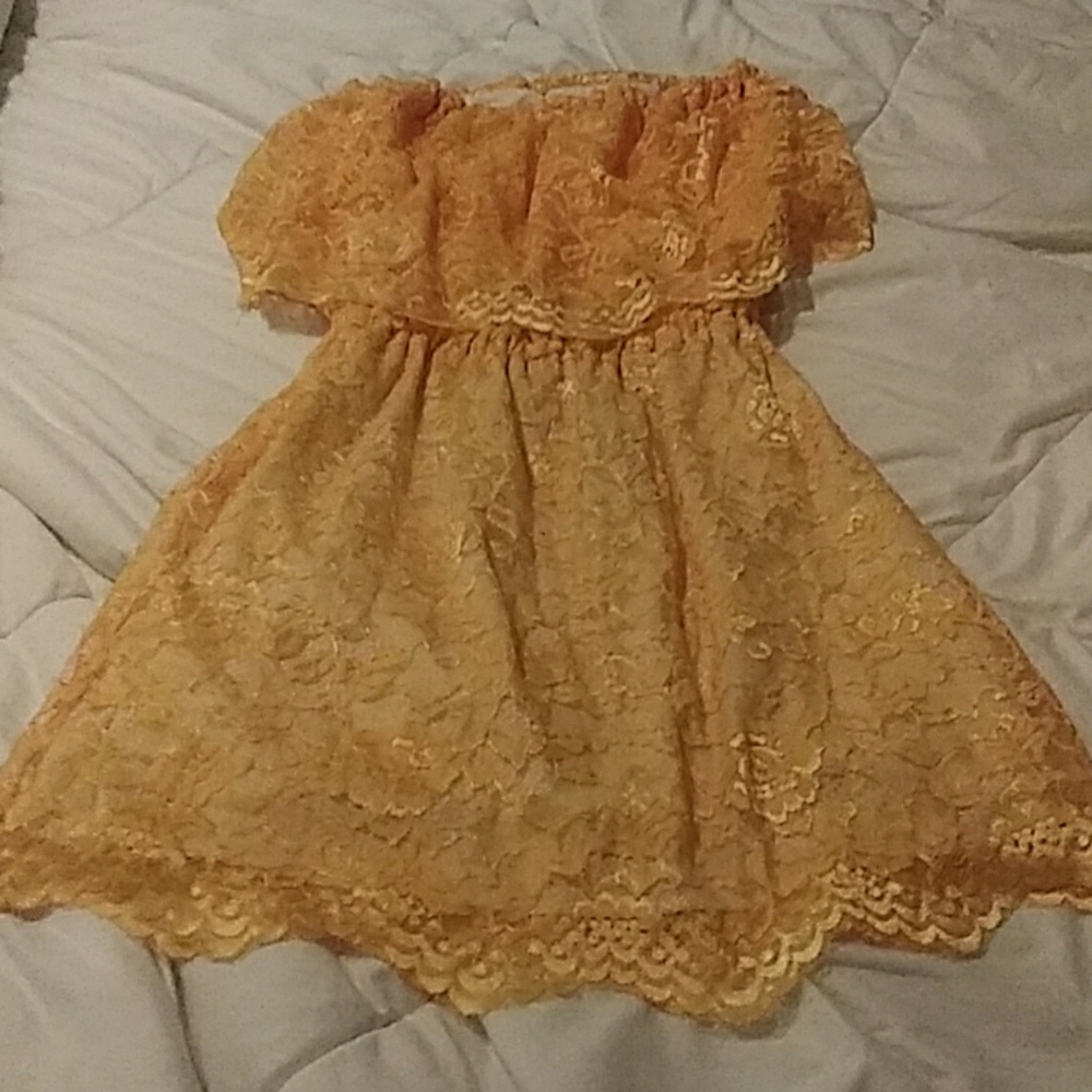 Sisters Solnicki strapless yellow lace dress s nwt